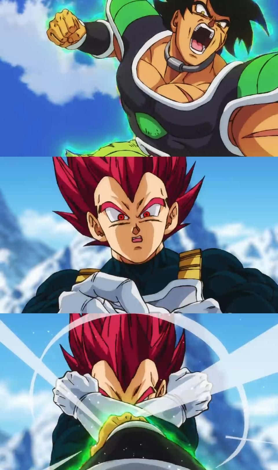 Dynamic Showdown: Vegeta And Broly Face Off Wallpaper