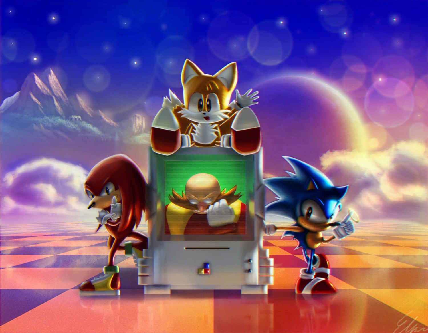 Dynamic Sonic Art Scene Wallpaper