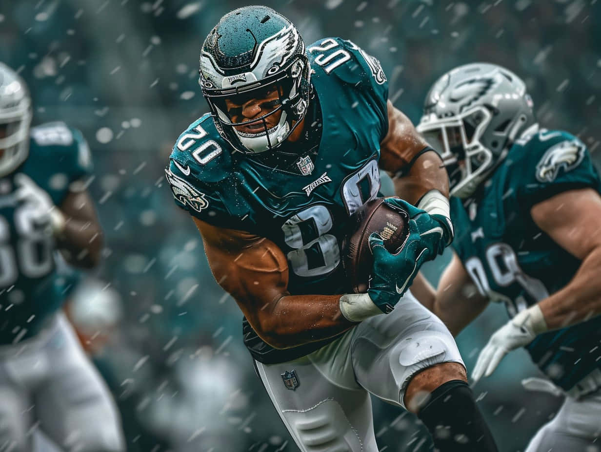 Eagles Player Rainy Game Action Wallpaper