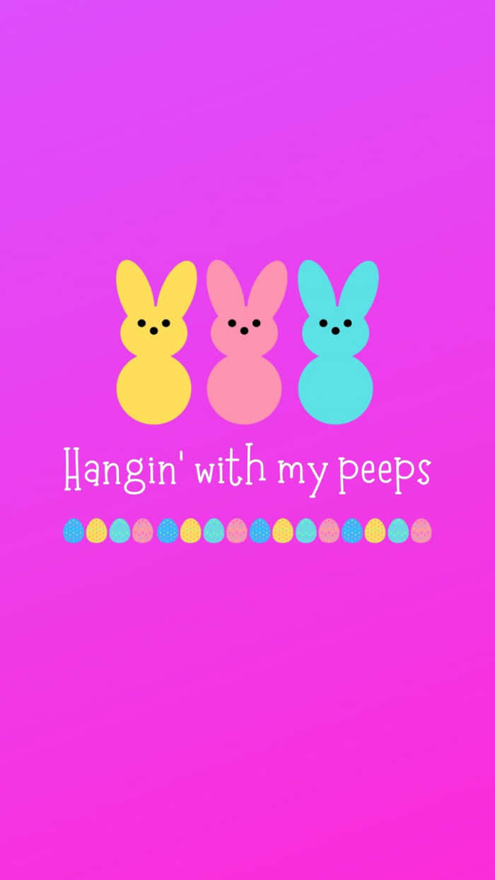 Easter Peeps Friends Pink Background Wallpaper