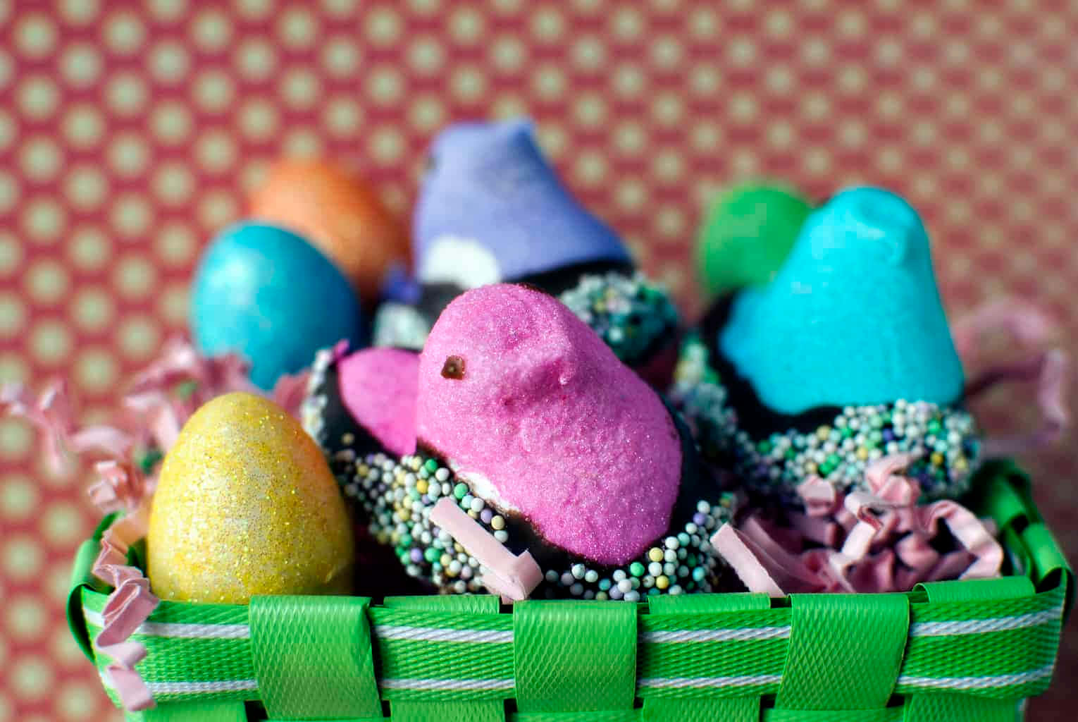 Easter Peepsand Decorated Eggs Wallpaper