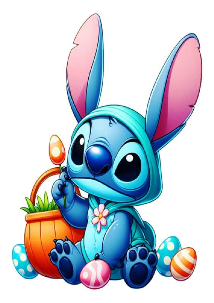 Easter Stitchwith Bunny Earsand Eggs Wallpaper