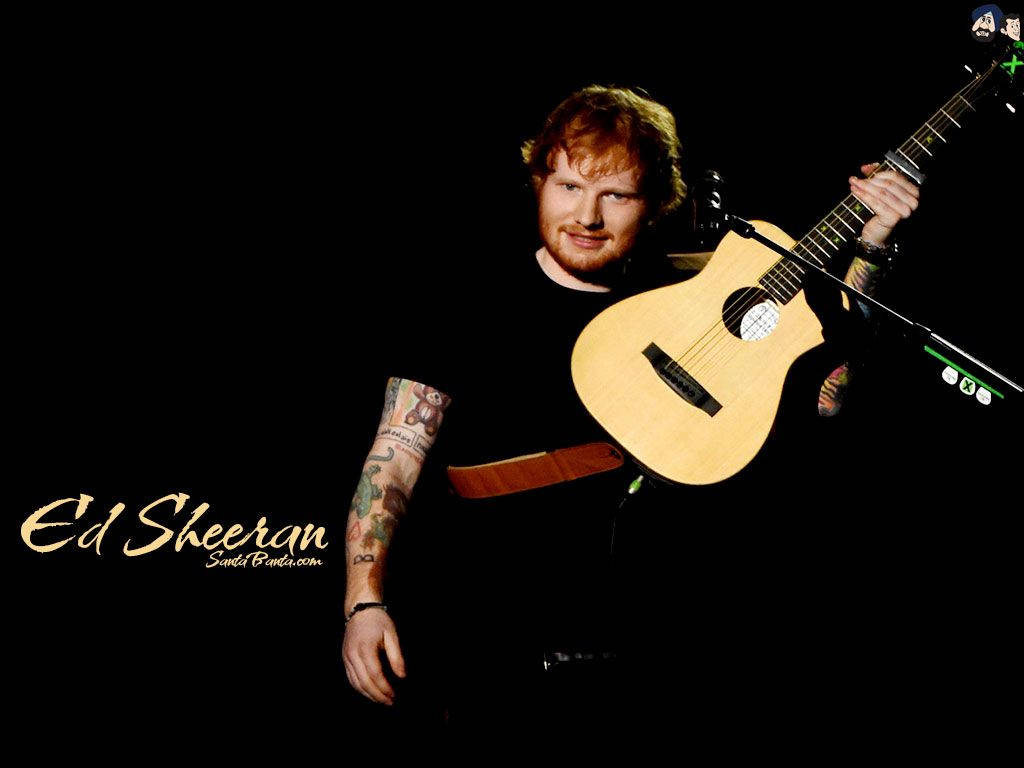 Ed Sheeran Performing In Black Wallpaper