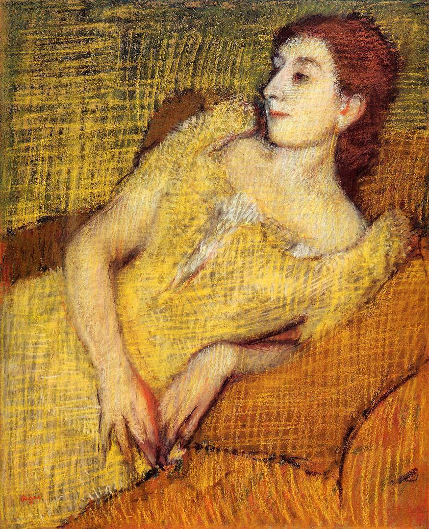 Edgar Degas Woman Pastel Drawing Wallpaper