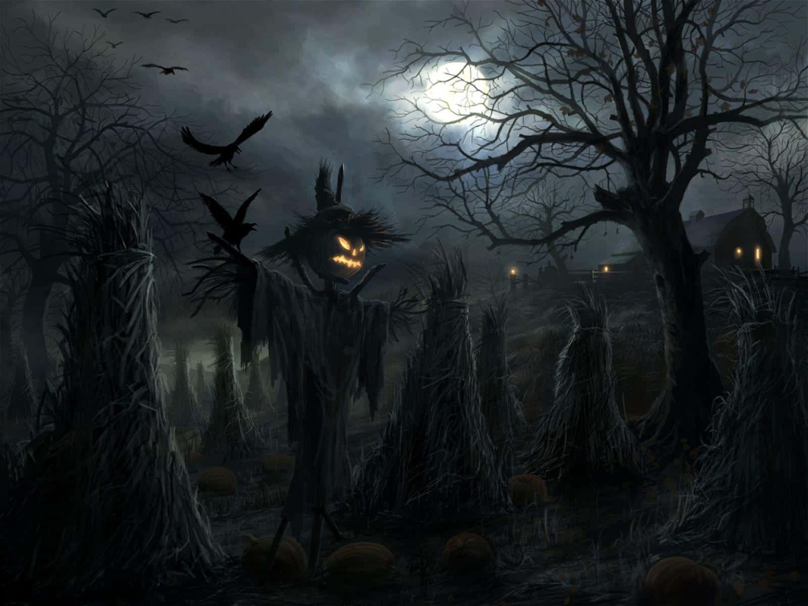 Eerie 3d Halloween Scene Wallpaper