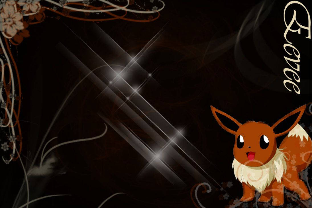 Eevee On Dark Sparkly Desktop Wallpaper