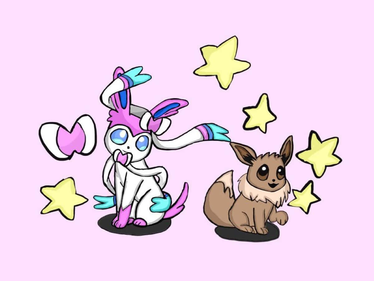 Eeveeand Sylveon Pokemon Stars Wallpaper