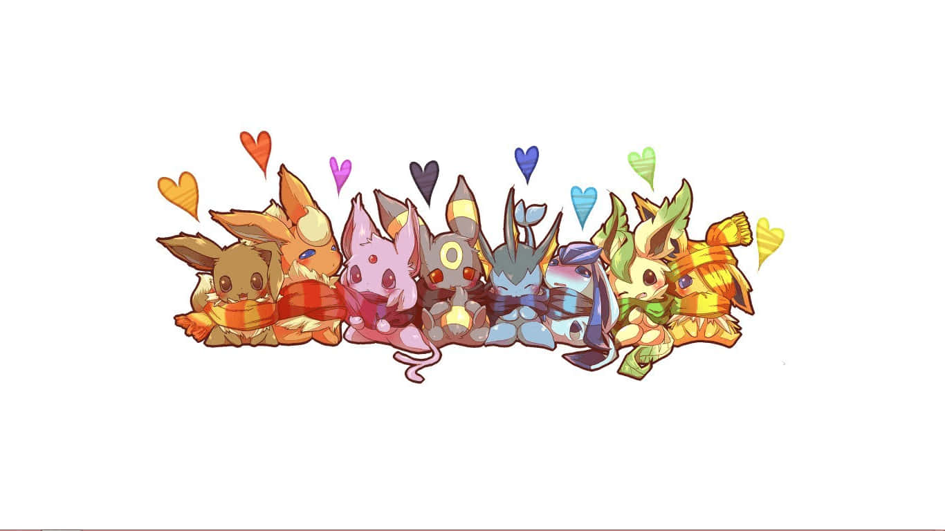 Eeveelutions Heart Art Wallpaper