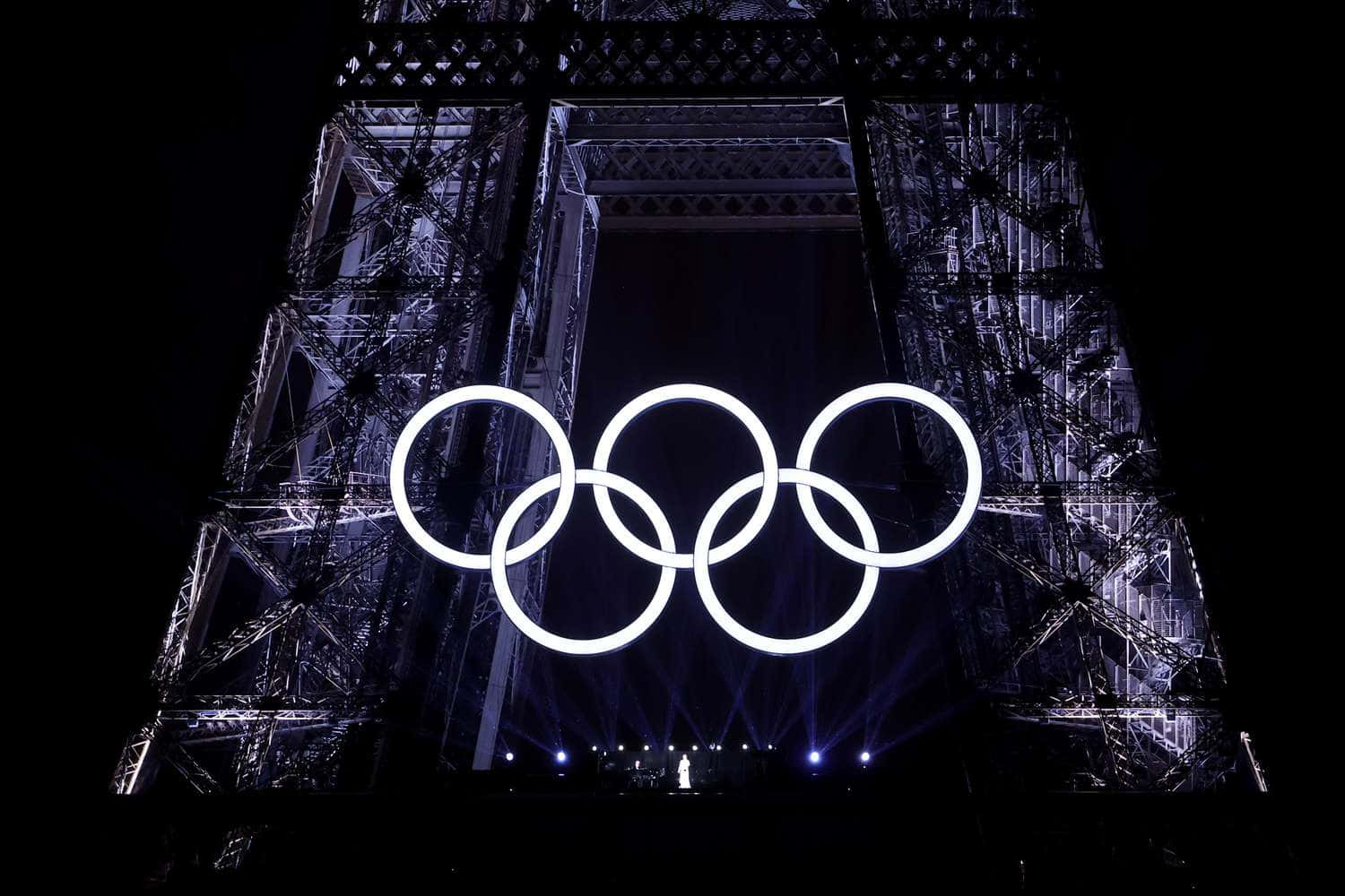 Eiffel Tower Olympic Rings Night Wallpaper