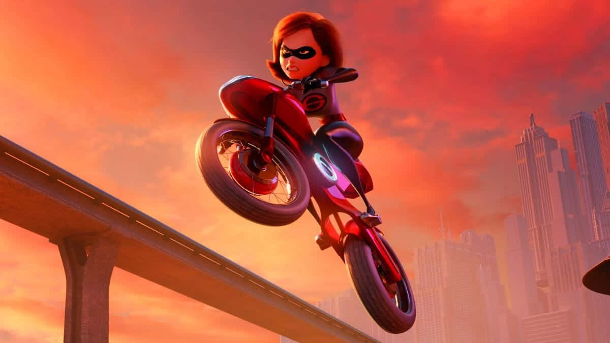 Elastigirl Sunset Motorcycle Chase Wallpaper