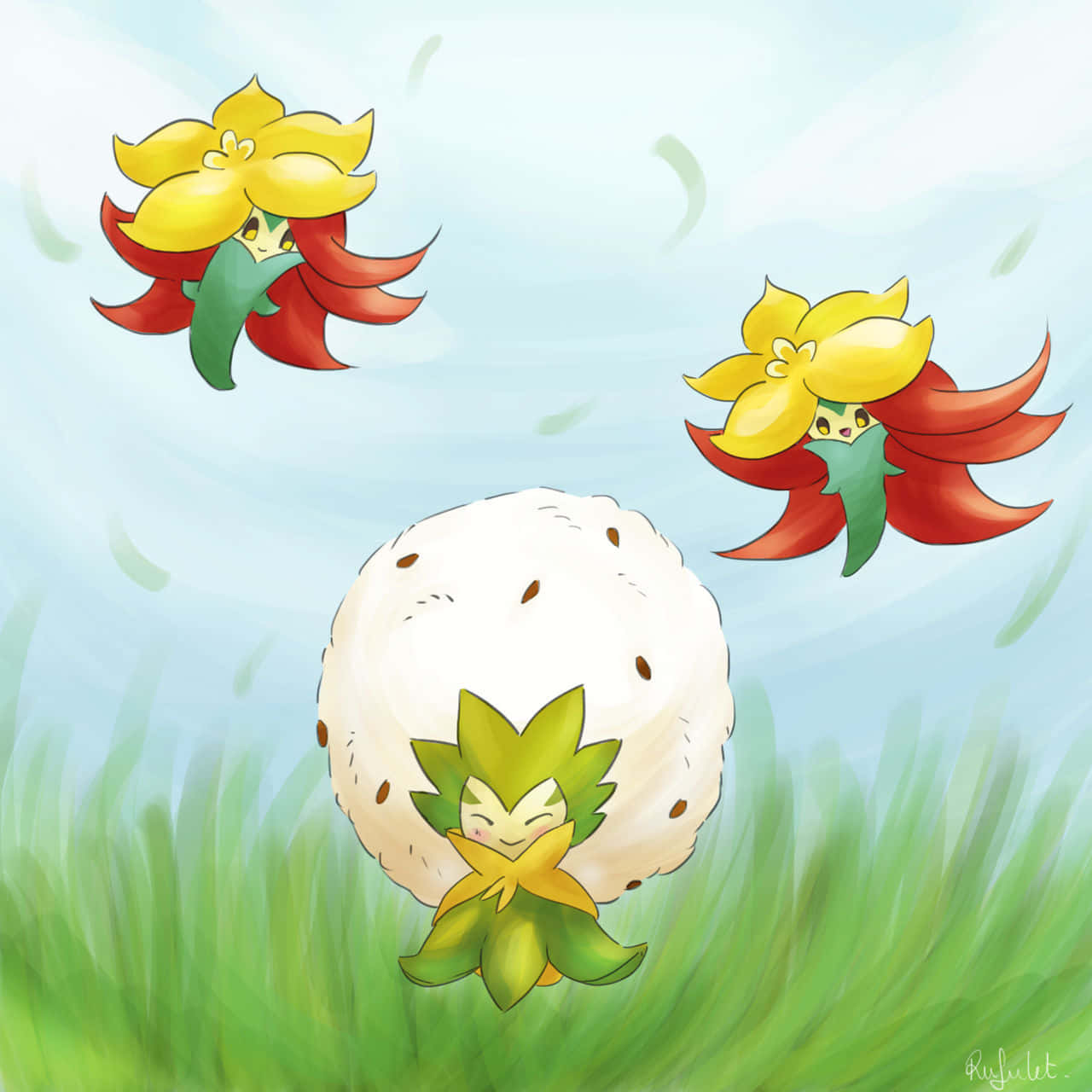 Eldegoss And Gossifleur Wallpaper