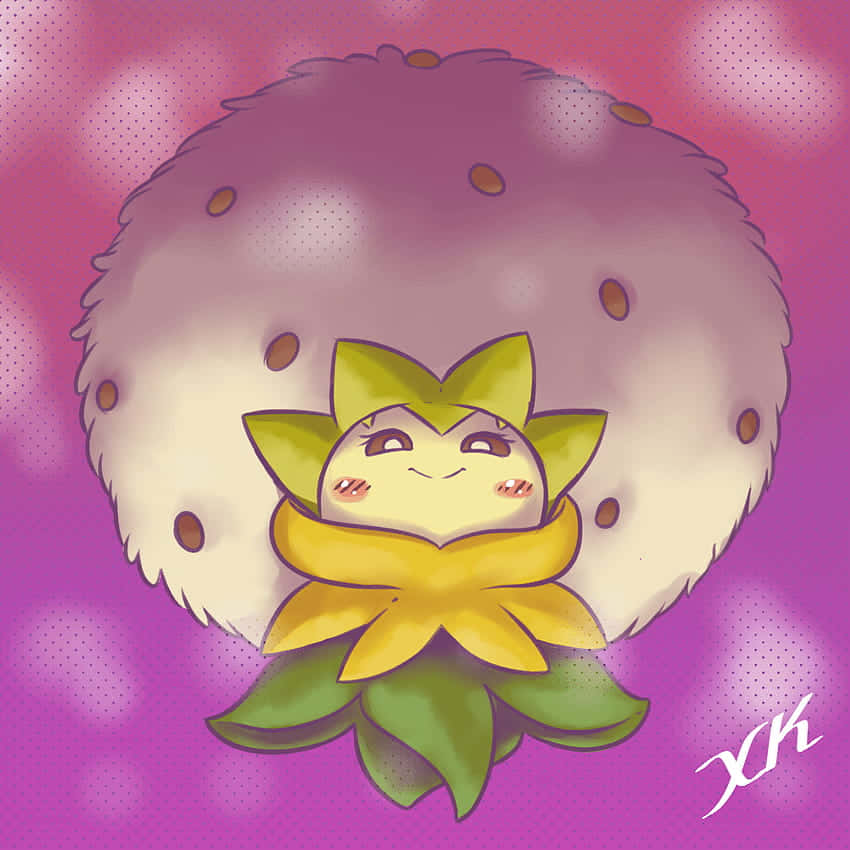 Eldegoss With Pink Gradient Background Wallpaper