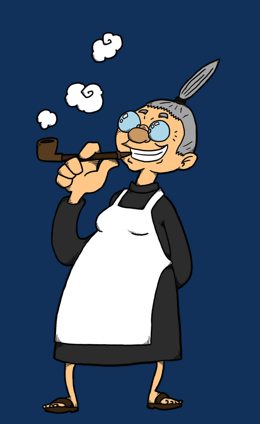 Elderly Anime Character Smoking Pipe Wallpaper