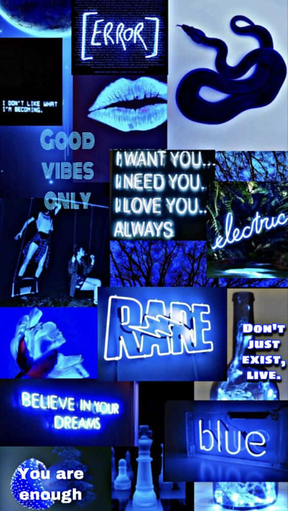 Electric Blue Collage Aesthetic Wallpaper