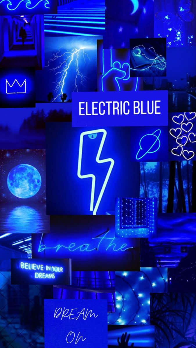 Electric Blue Collage Aesthetic Wallpaper