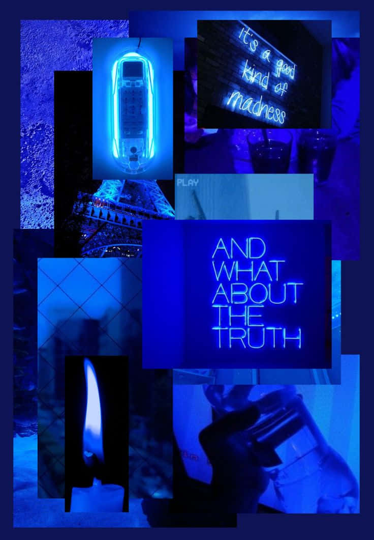 Electric Blue Collage Aesthetic Wallpaper