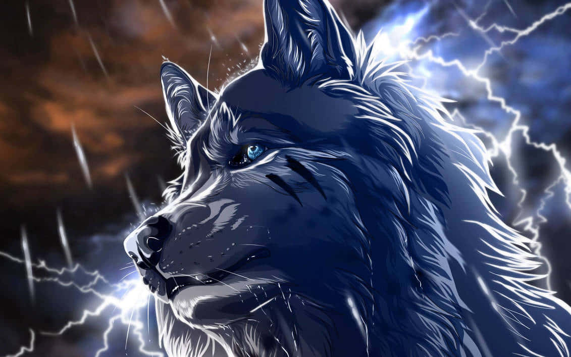 Electric Blue Galaxy Wolf Art Wallpaper