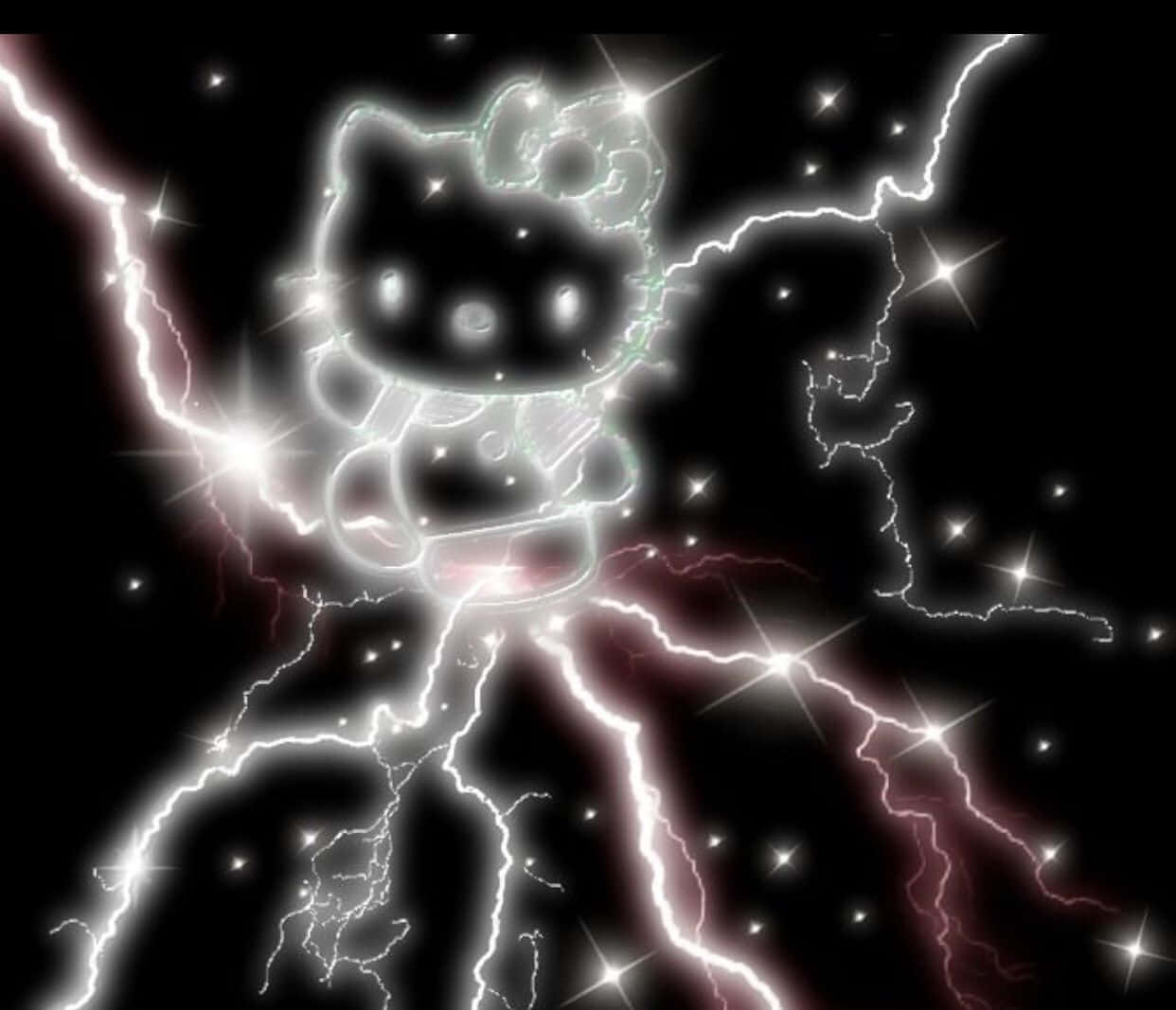 Electric Hello Kitty Glitch Art Wallpaper