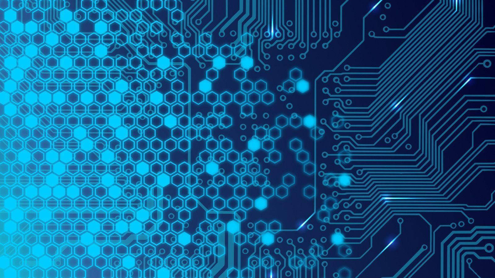 Electronic Blue Circuit Board Wallpaper