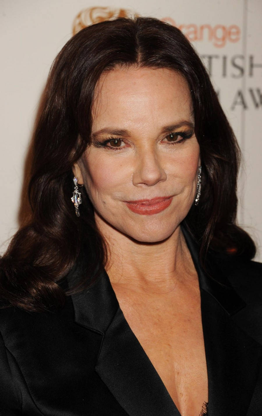 Elegant American Actress Barbara Hershey Dressed In Black Wallpaper