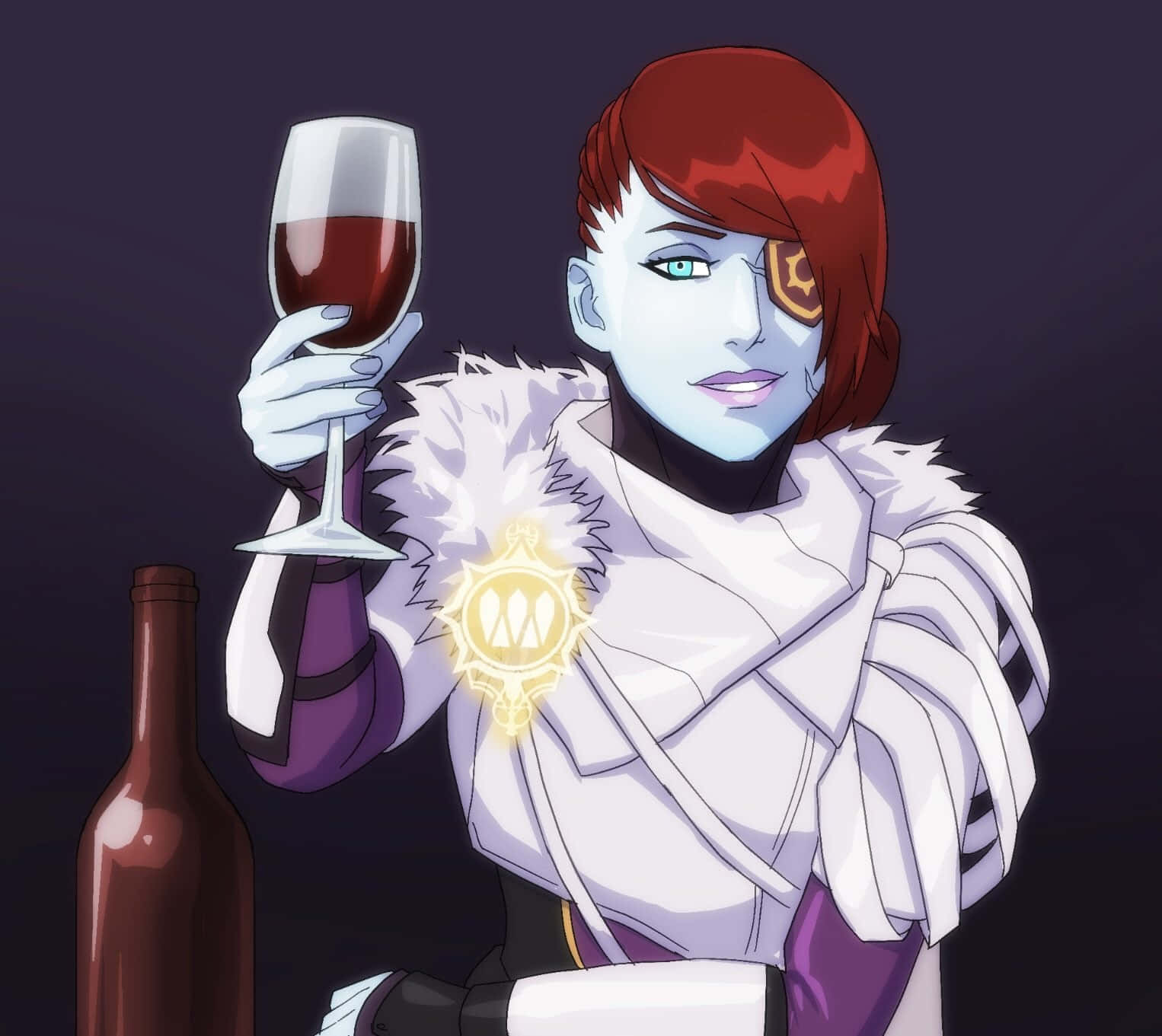 Elegant Animated Character With Wine Wallpaper