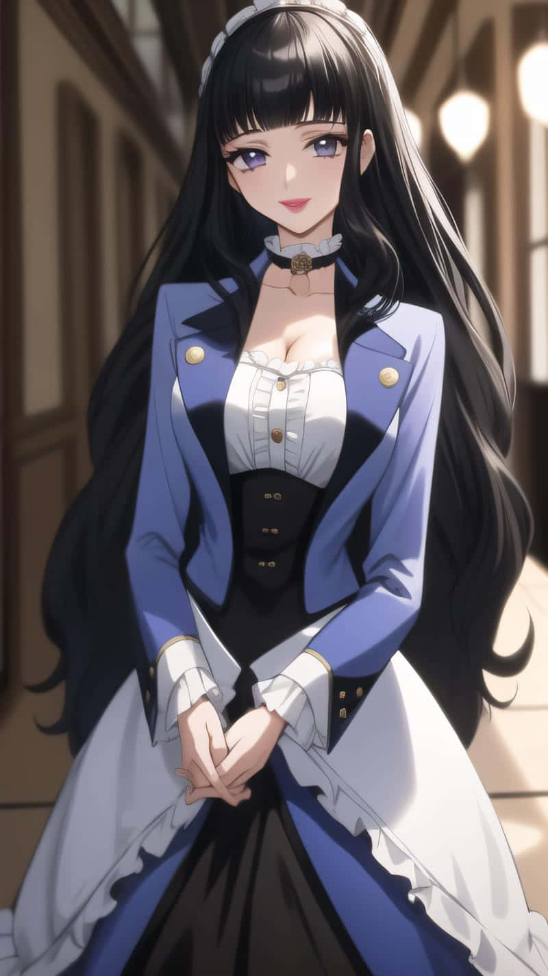 Elegant Anime Characterin Blue Coat Wallpaper