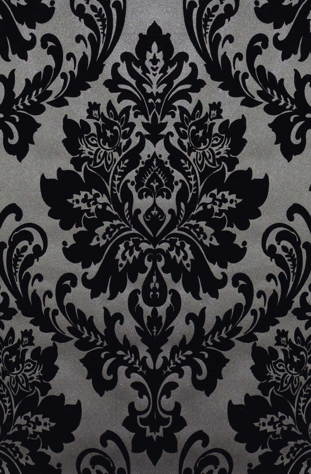 Elegant Black Damask Pattern Wallpaper