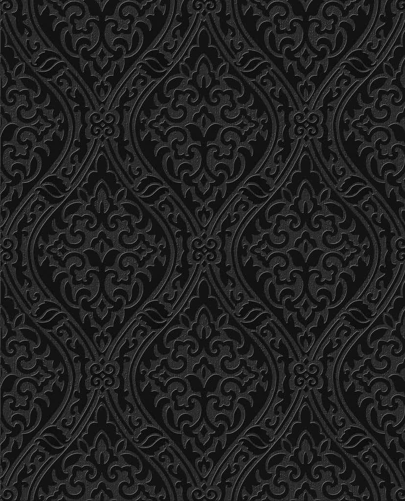 Elegant Black Damask Pattern Wallpaper