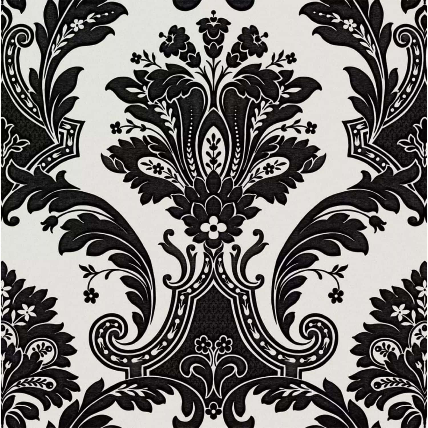 Elegant Black Damask Pattern Wallpaper