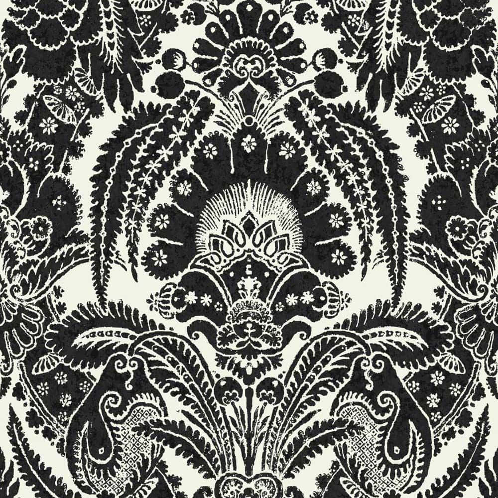 Elegant Black Damask Pattern Wallpaper