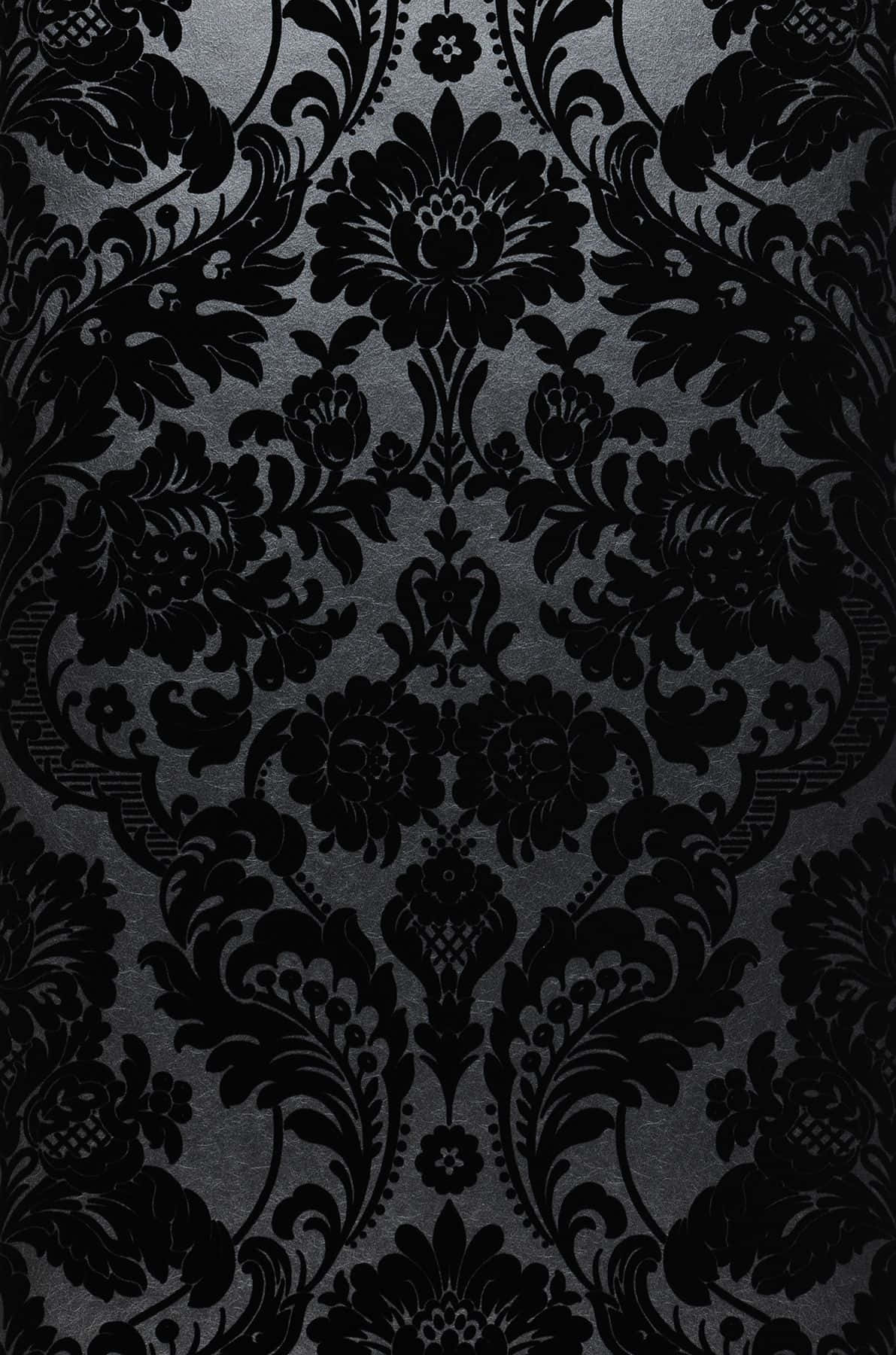 Elegant Black Damask Pattern Wallpaper