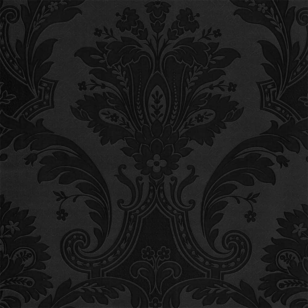 Elegant Black Damask Pattern Wallpaper