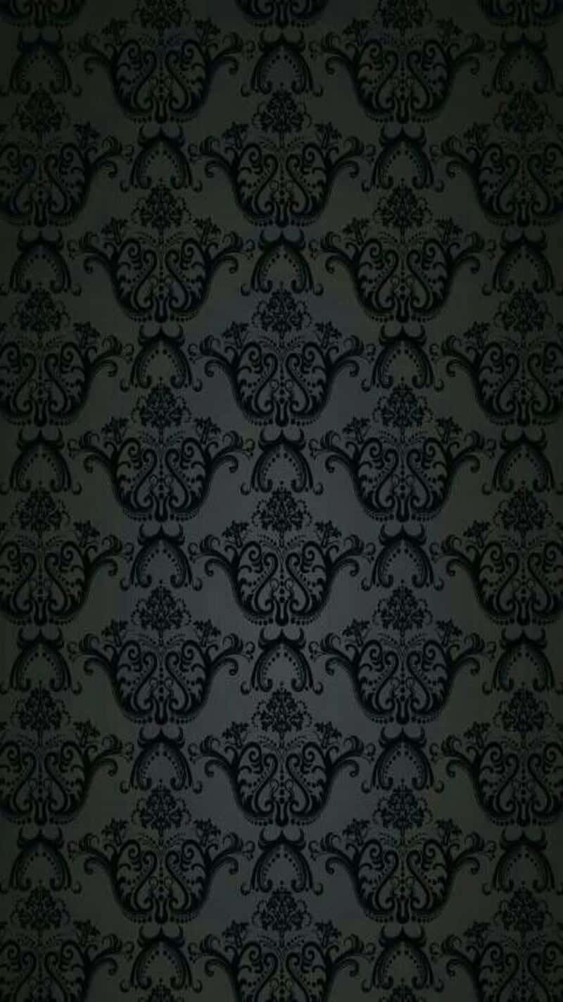 Elegant Black Damask Pattern Wallpaper