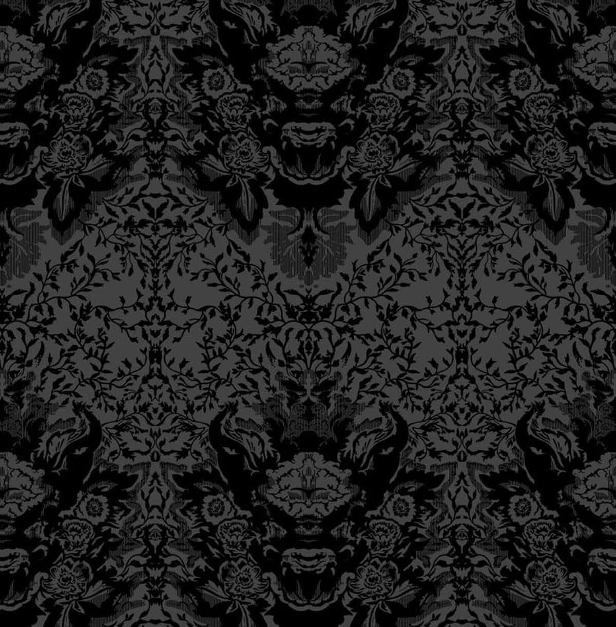 Elegant Black Damask Pattern Wallpaper