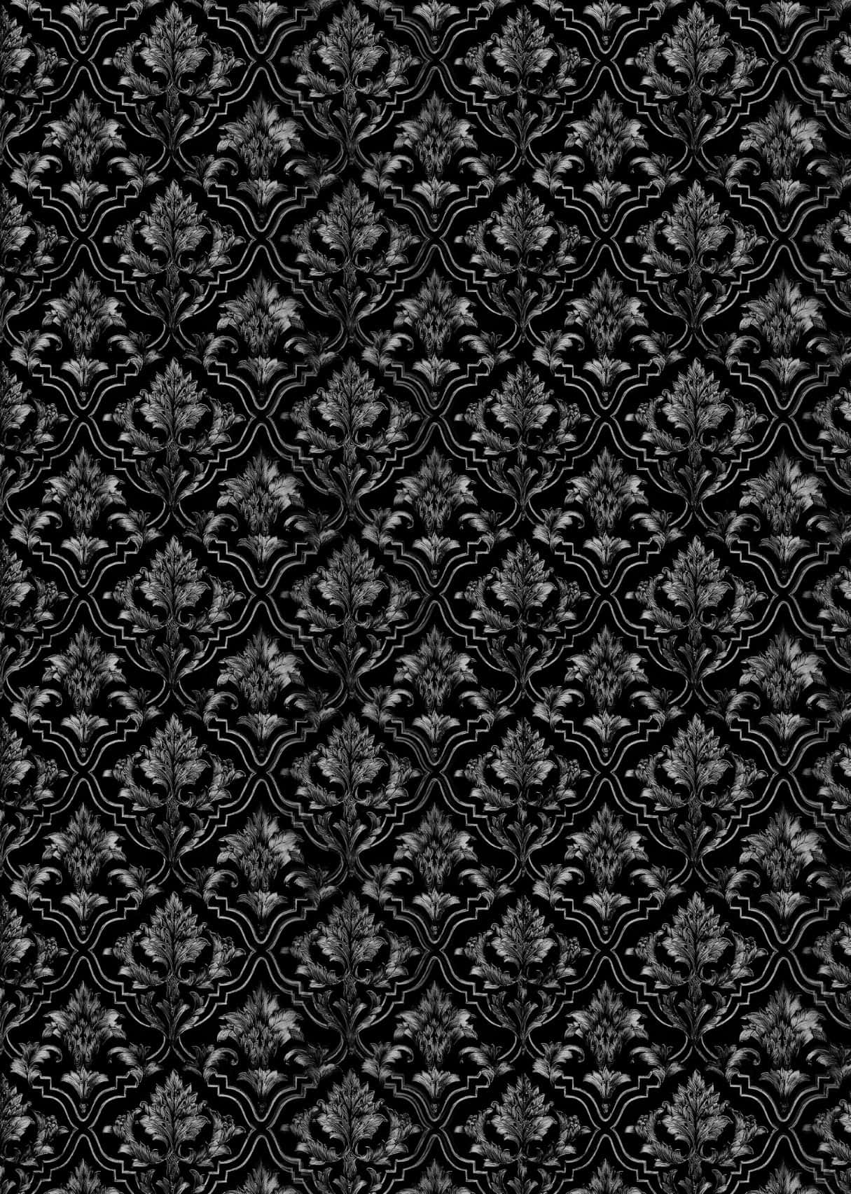 Elegant Black Damask Pattern Wallpaper