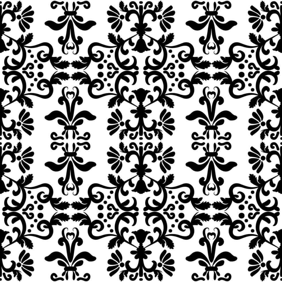 Elegant Black Damask Pattern Wallpaper