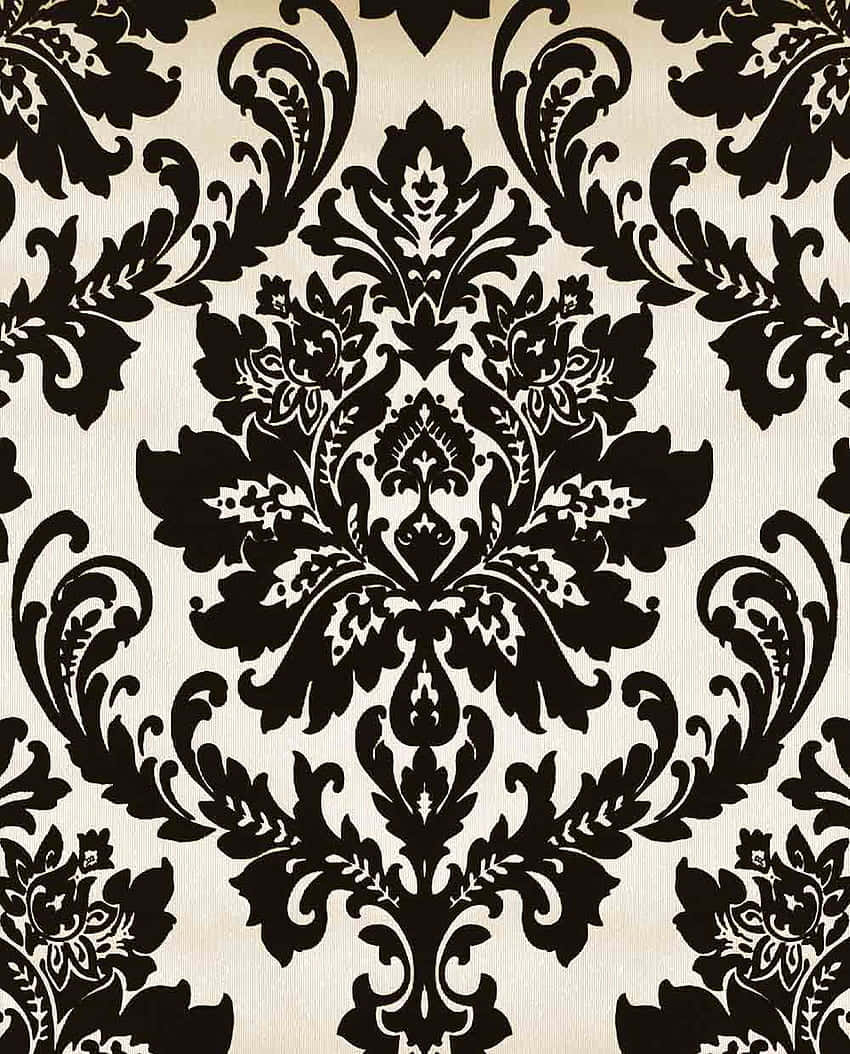 Elegant Black Damask Pattern Wallpaper