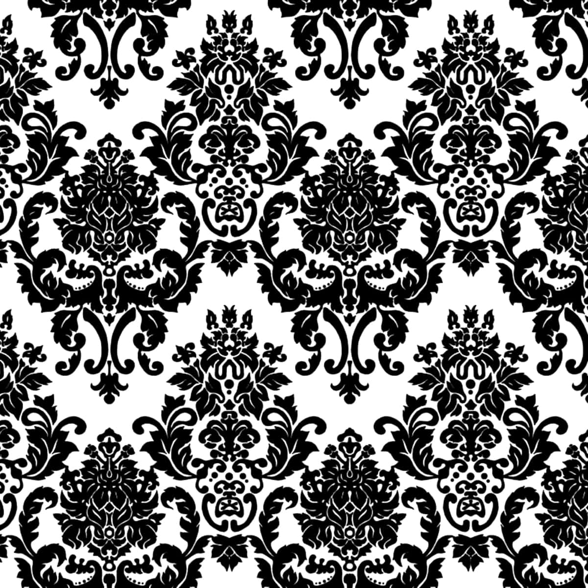 Elegant Black Damask Pattern Wallpaper