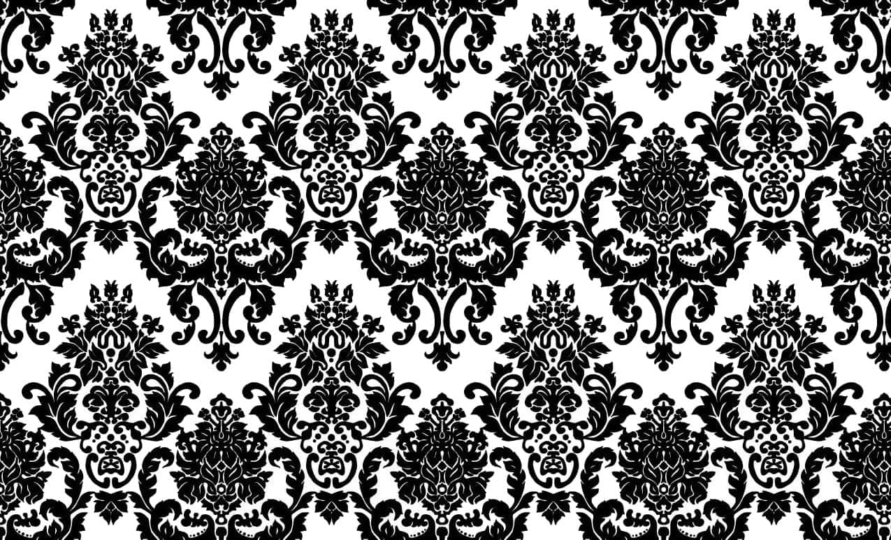 Elegant Black Damask Pattern Wallpaper