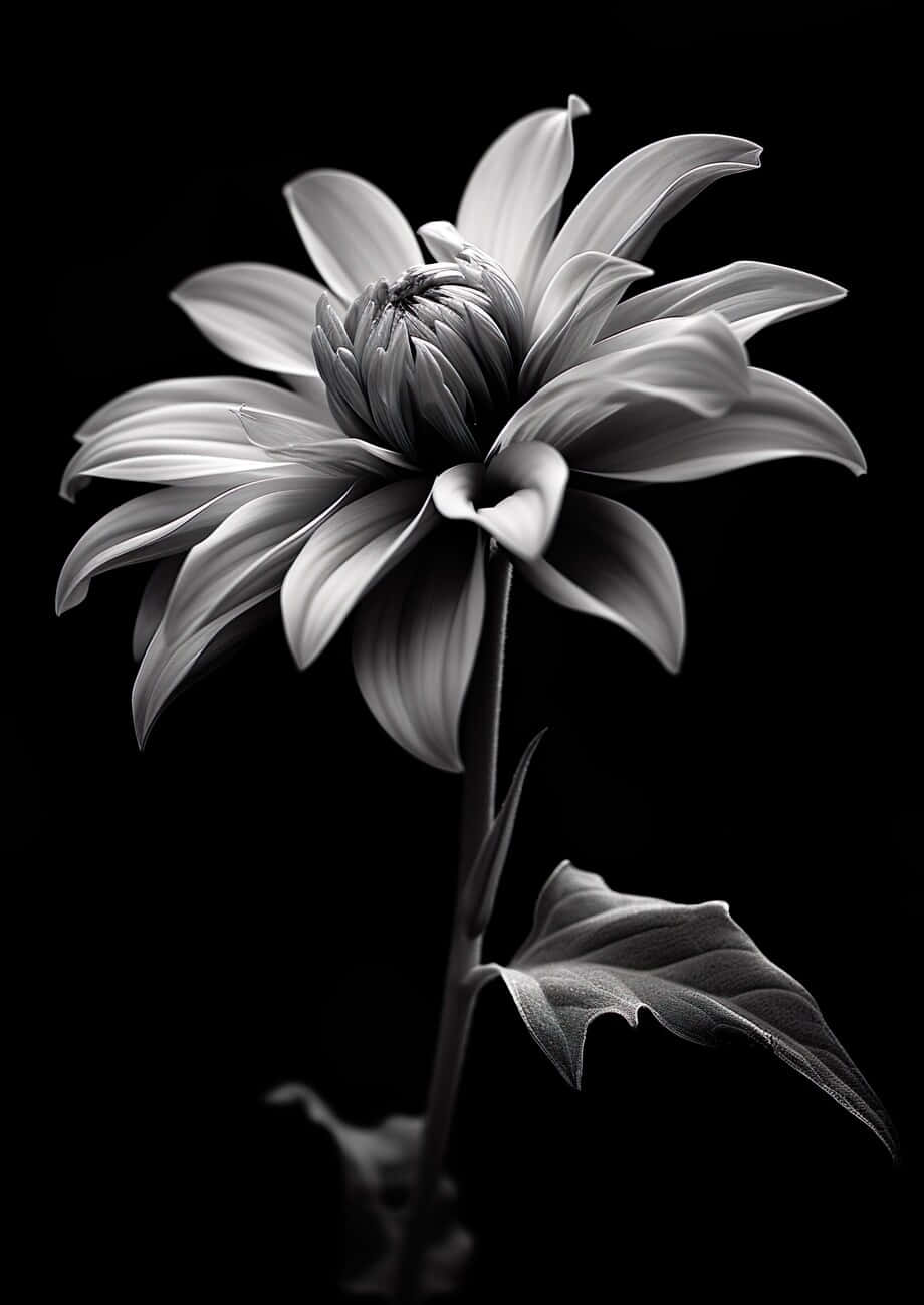 Elegant Blackand White Dahlia Wallpaper