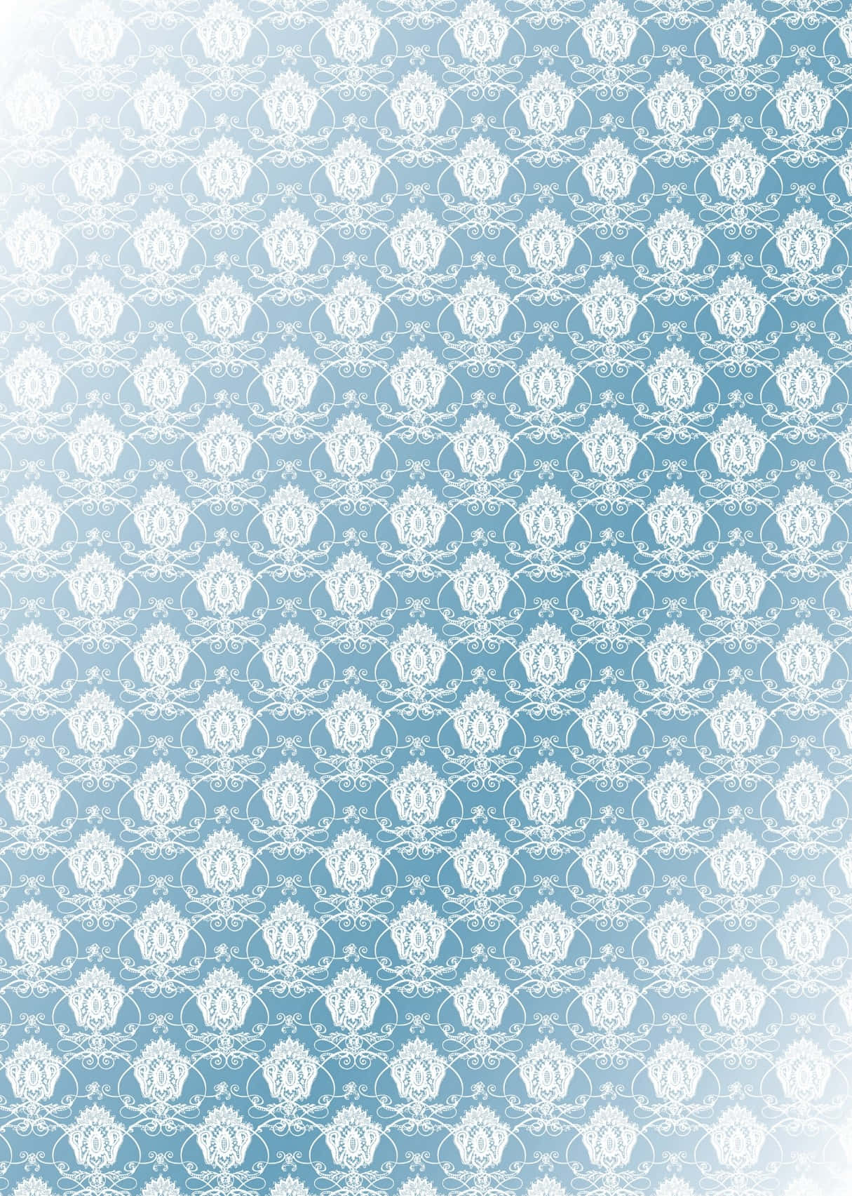 Elegant Blue Damask Pattern Wallpaper