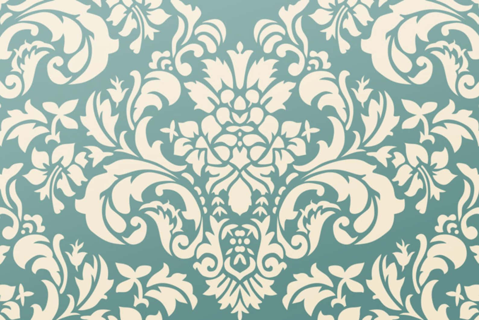 Elegant Blue Damask Pattern Wallpaper