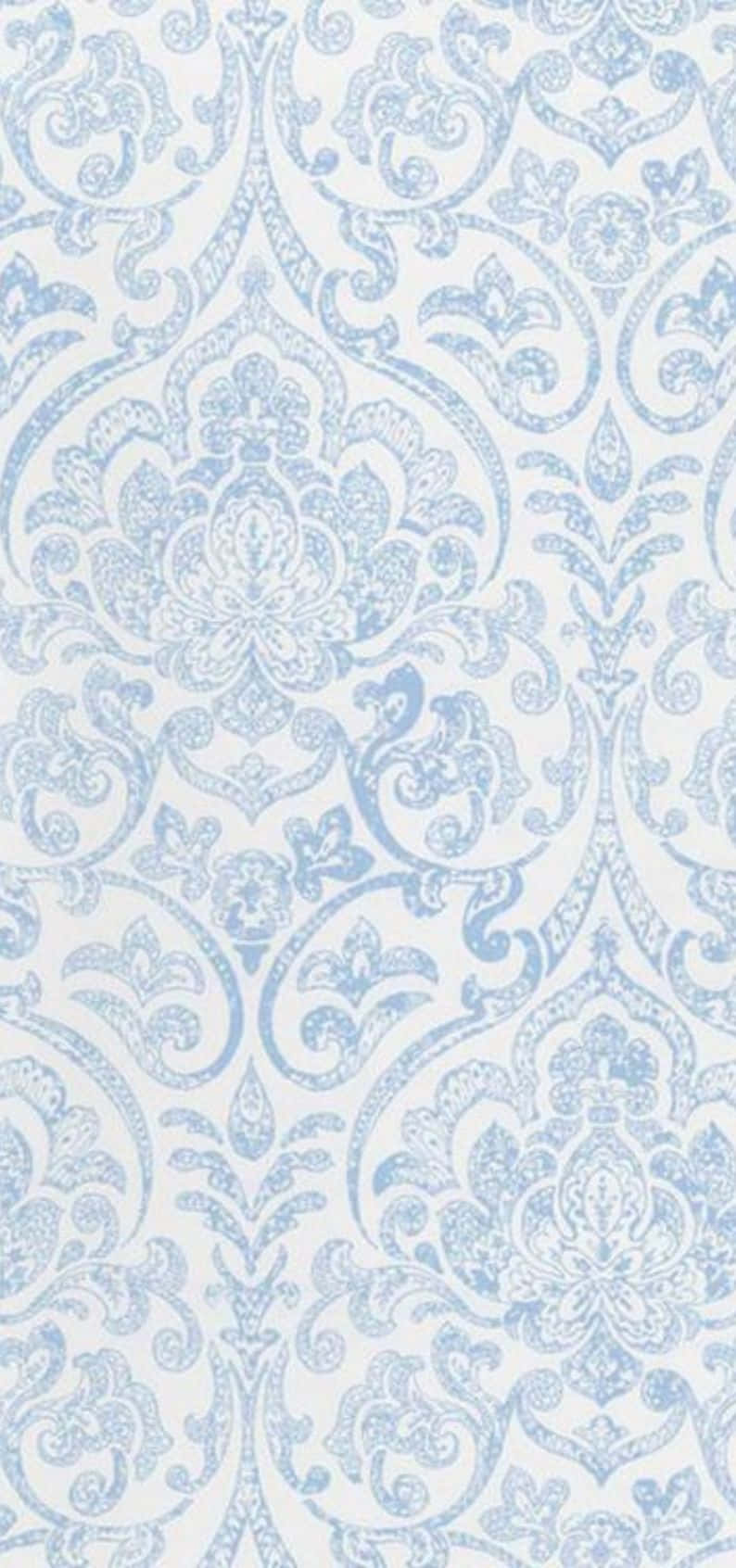 Elegant Blue Damask Pattern Wallpaper