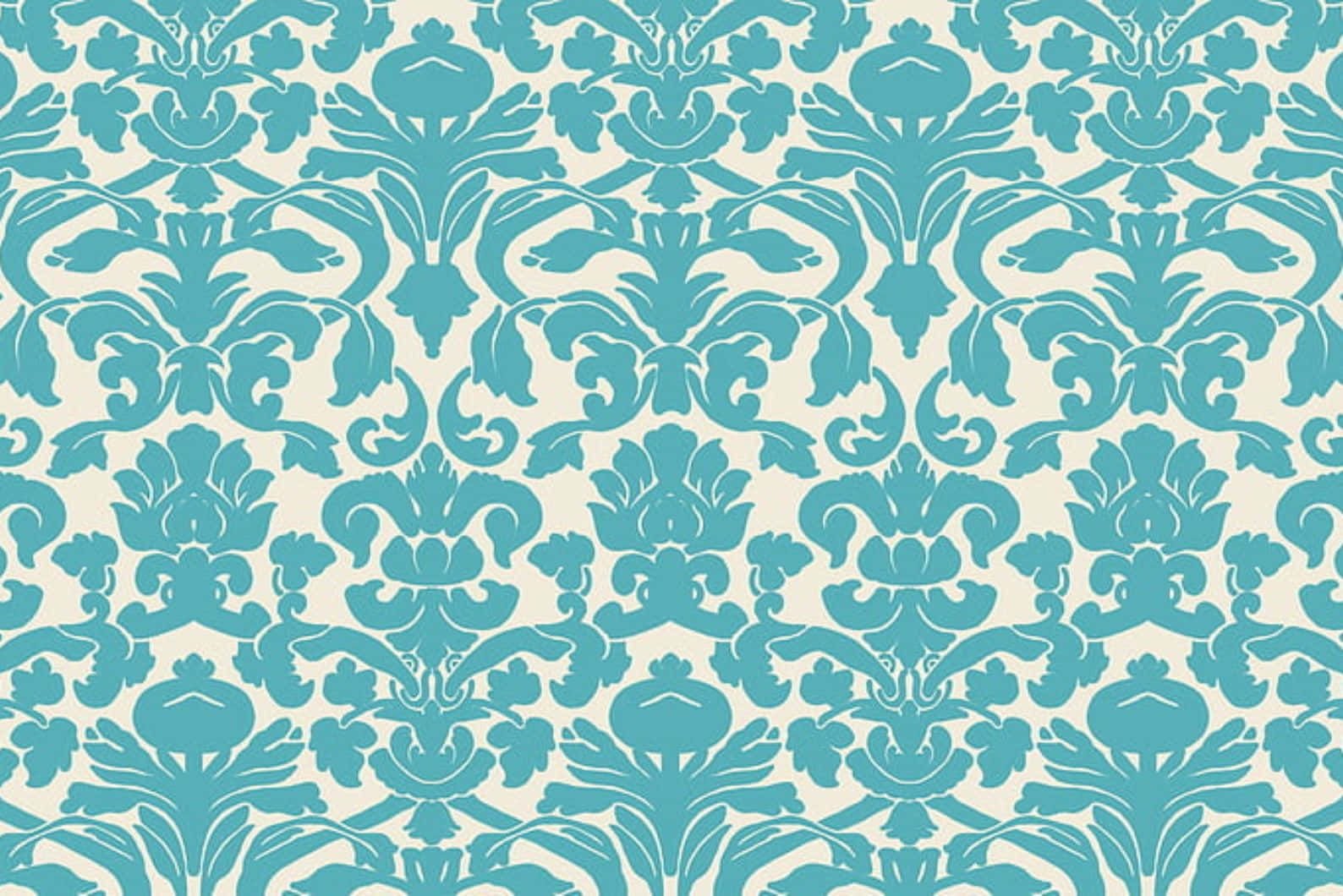 Elegant Blue Damask Pattern Wallpaper