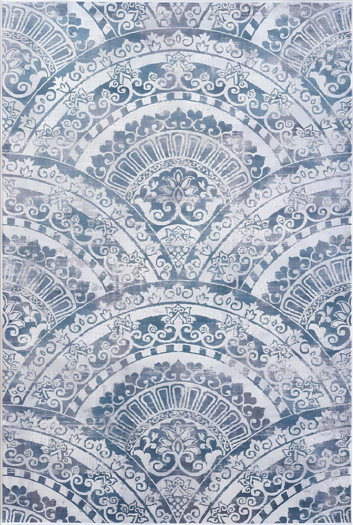 Elegant Blue Damask Pattern Wallpaper