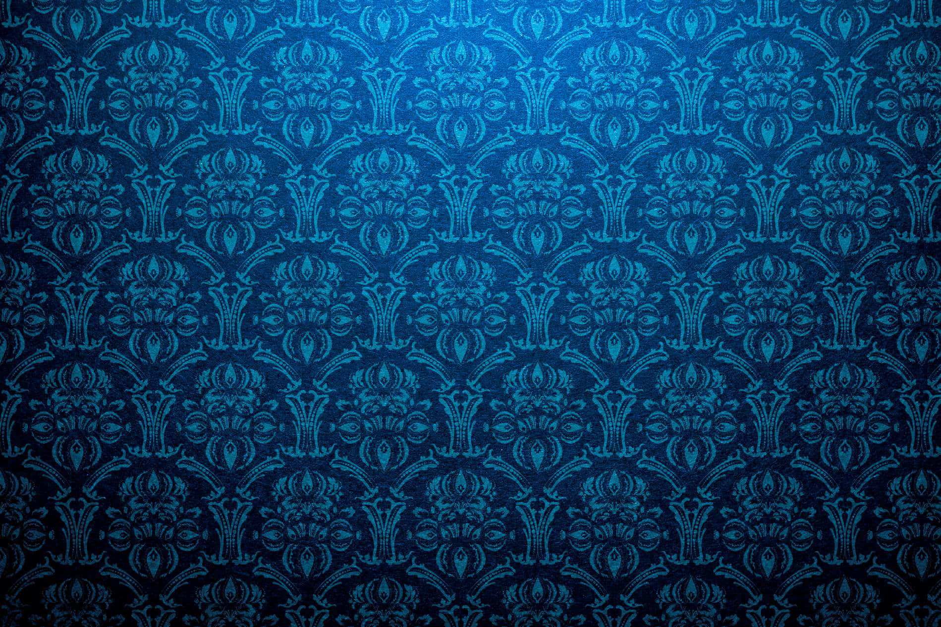 Elegant Blue Damask Pattern Wallpaper