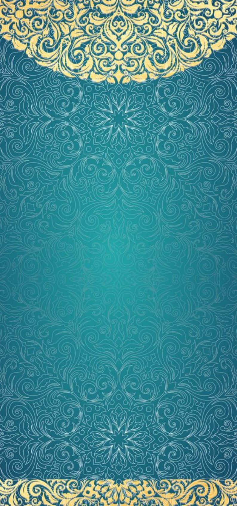 Elegant Blue Damask Pattern Wallpaper