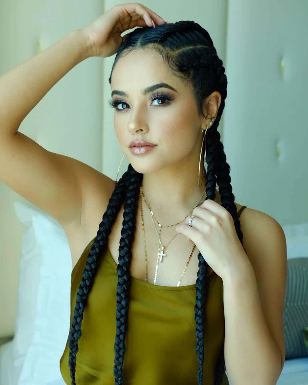 Elegant Braided Hairstyle Karol G Inspired Wallpaper