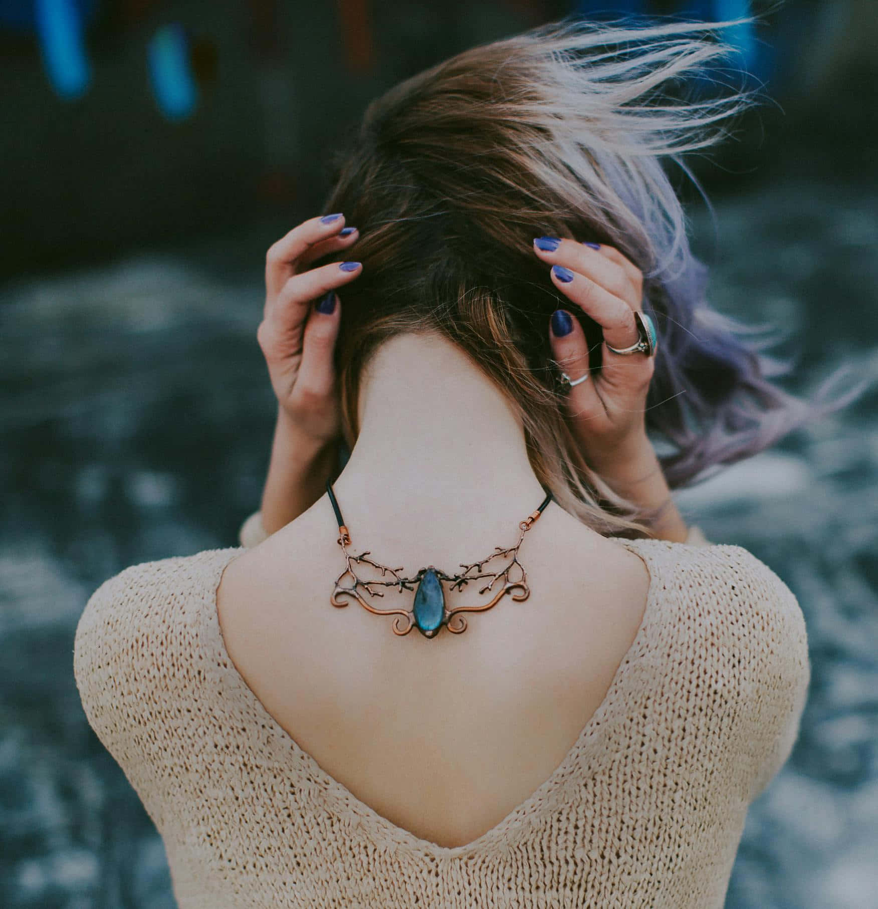 Elegant Butterfly Necklace Worn By Woman Wallpaper