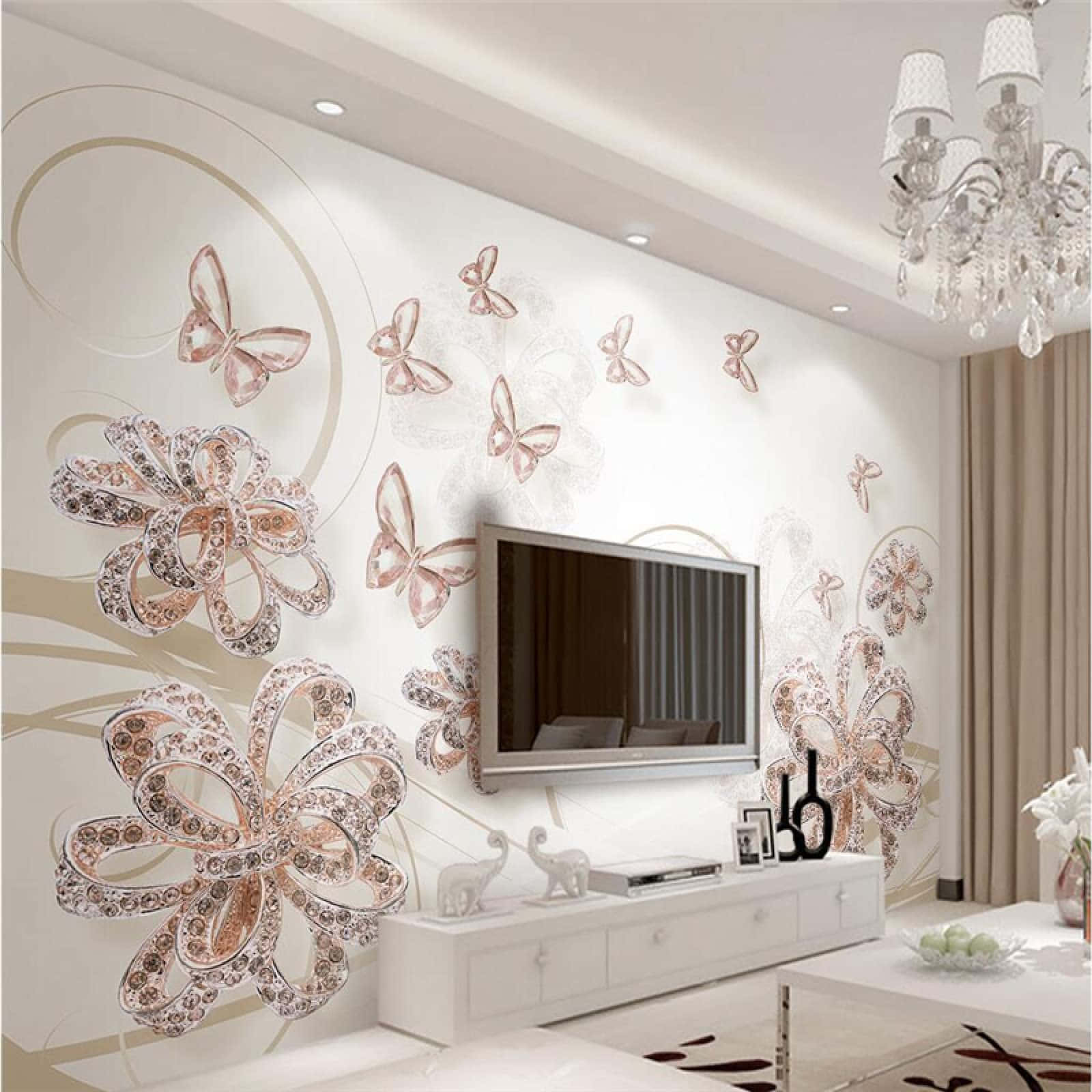 Elegant Butterfly Wall Art Living Room Decor Wallpaper